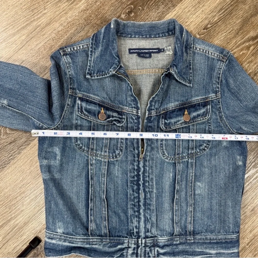Ralph Lauren Jacket Women’s S Blue Denim Zip Front Trucker Cropped Y2K Preppy - Picture 5 of 7